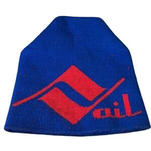 VTG Vail Colorado Beanie Hat Knit Winter Orlon Souvenir Ski Country Imports Blue